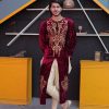 Velvet Made Arabic King Style Dubai Set With Golden Salwar 