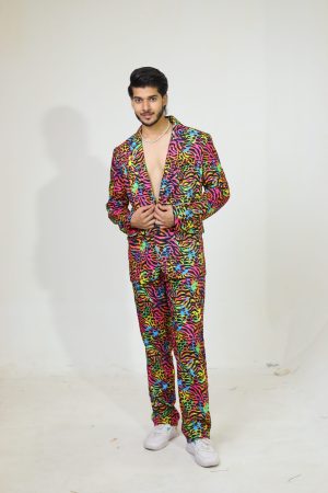 Blotchy Printed Ranveer Singh Style Bollywood Suit (Pant + Coat)