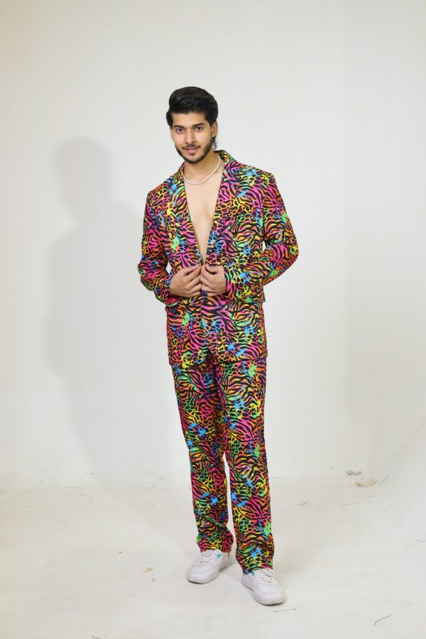 Blotchy Printed Ranveer Singh Style Bollywood Suit (Pant + Coat)