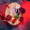 Wooden Wine Glass & Bottle Stand With 4 Glasses + 1 Bottle