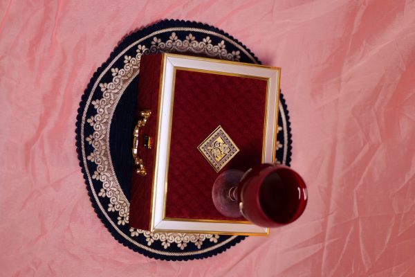 Red Velvet Royal Dryfruit Set With Red Wine Royal Glass Antique item 