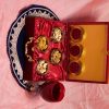 Red Velvet Royal Dryfruit Set With Red Wine Royal Glass Antique item 