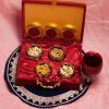 Red Velvet Royal Dryfruit Set With Red Wine Royal Glass Antique item 