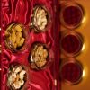 Red Velvet Royal Dryfruit Set With Red Wine Royal Glass Antique item 