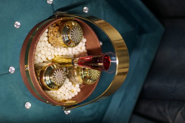 Basket Style Unique Dry Fruits Set With Champagne Glass Unique & Classy With Royal Touch 