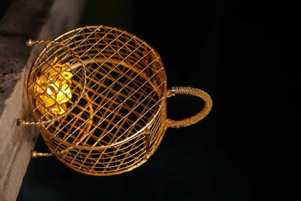 Basket Hanging  Lamp  Golden Colour Metal Made 