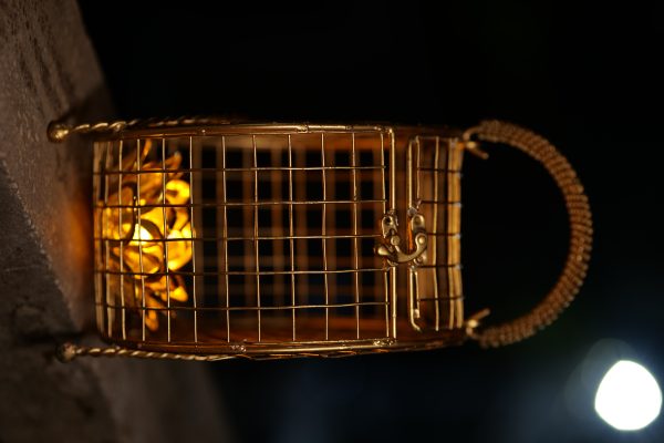 Basket Hanging  Lamp  Golden Colour Metal Made 