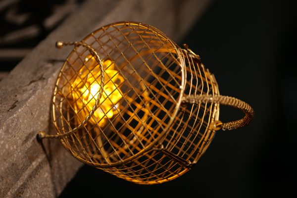 Basket Hanging  Lamp  Golden Colour Metal Made 