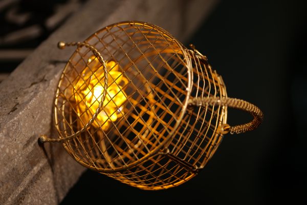 Basket Hanging  Lamp  Golden Colour Metal Made 