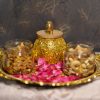 Dry Fruits Set With Golden Traditional Trey (Fiber Made)