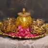 Dry Fruits Set With Golden Traditional Trey (Fiber Made)