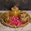 Dry Fruits Set With Golden Traditional Trey (Fiber Made)